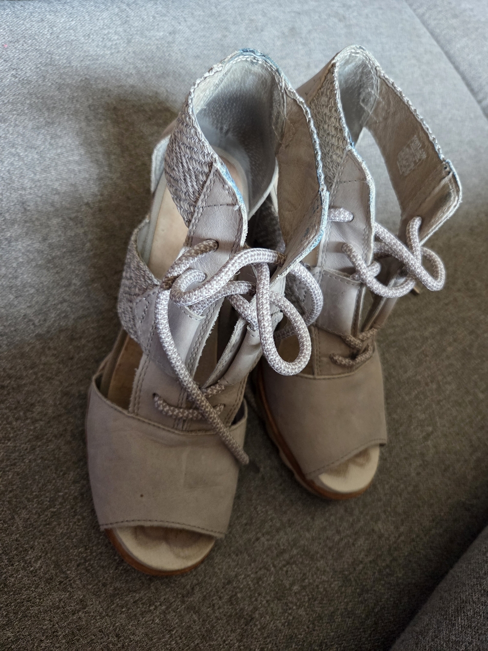 Sorel Joanie II Women's Lace-Up Open-Toe Sandals in Taupe